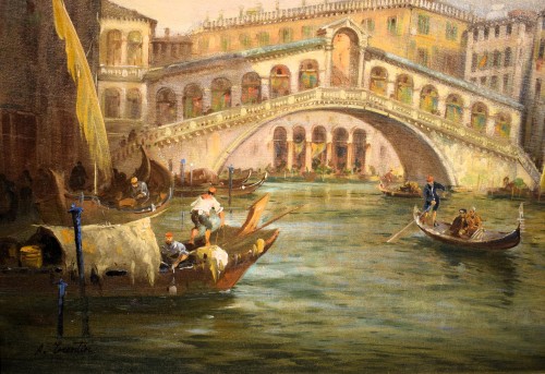 Antiquités - Grand Canal and Rialto Bridge - Angelo Trentin (1850- 1912)